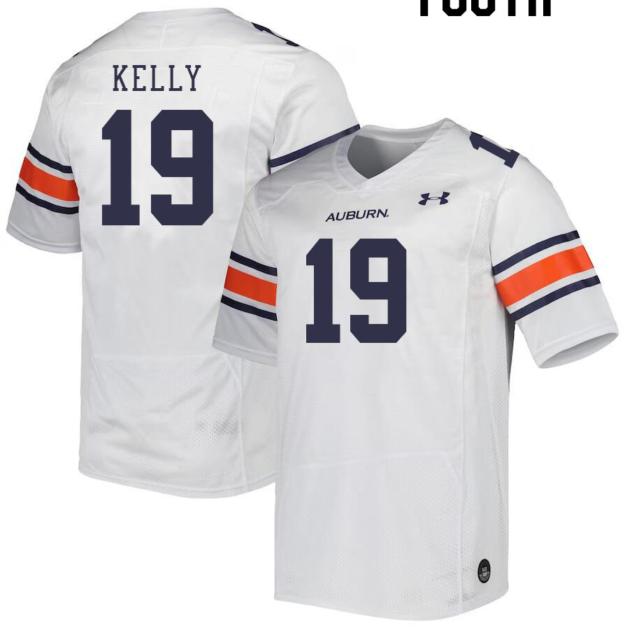 Youth #19 Omari Kelly Auburn Tigers College Football Jerseys Stitched-White - Click Image to Close